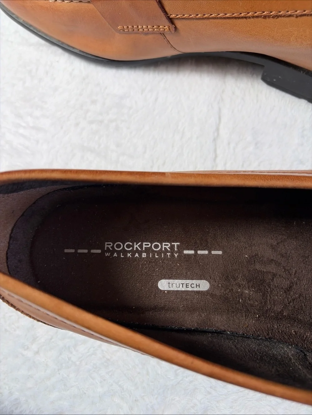Rockport Mens Tan Leather Penny Loafers Walkability 11.5 M Business Casual